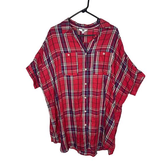 Ascot the Hart red long shirt button down or night gown size x small oversized - Picture 1 of 12